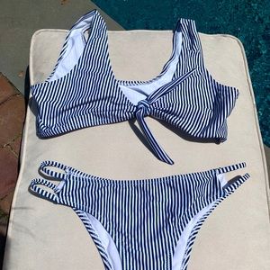 Blue/White striped bikini